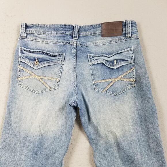 TK Axel Jeans Mens 36x34 Blue Slim Boot Light Wash Denim Embroidered Pockets - Picture 6 of 15